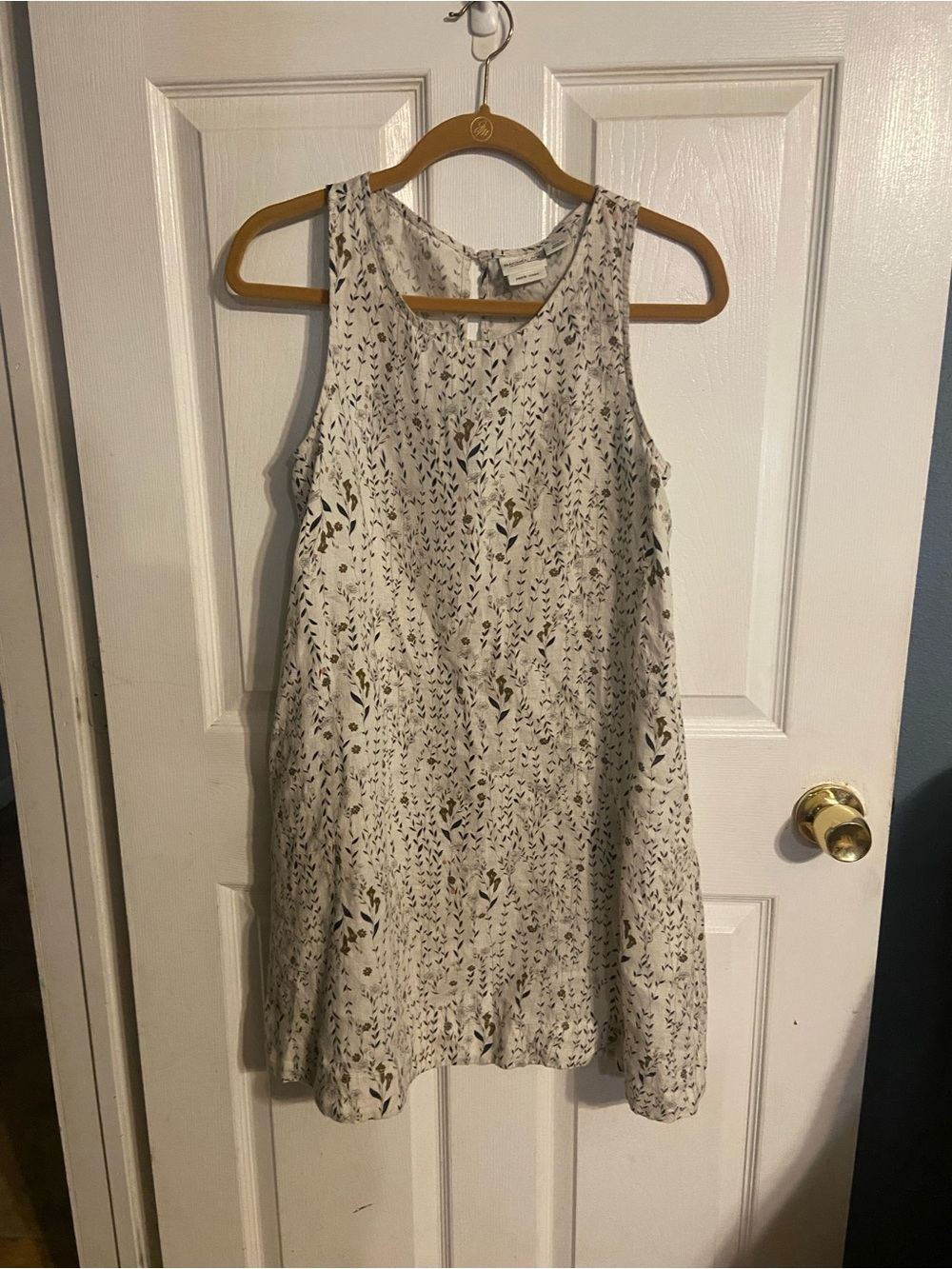 Rachel Zoe Womens Sleeveless Ivory Floral Print 100% Linen A-Line Dress Sz S